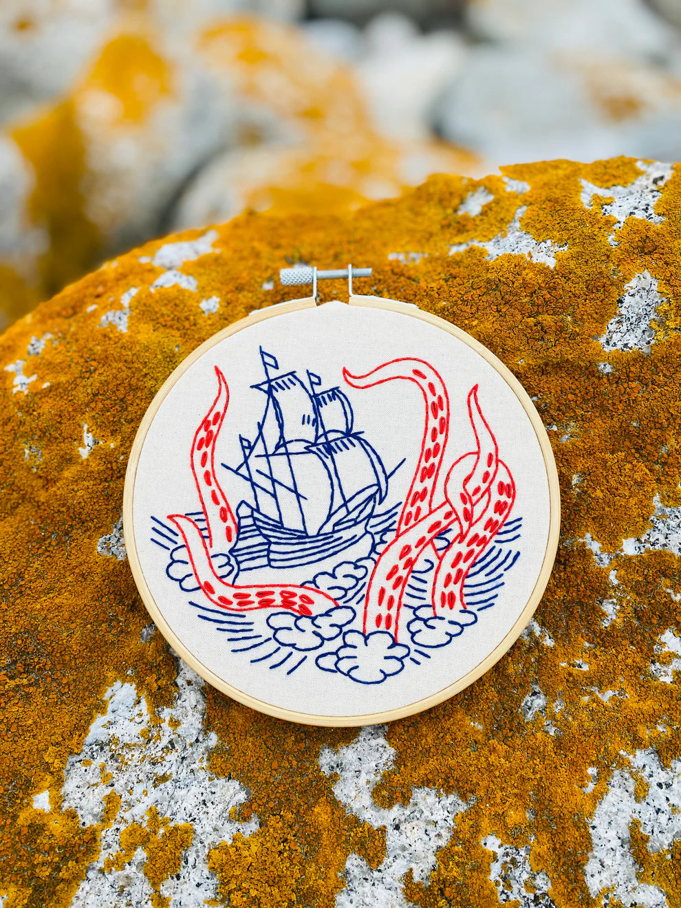 Kraken and Ship Complete Embroidery Kit